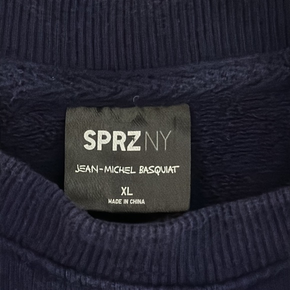 SPRZ NY Jean-Michel Basquiat Navy Blue Long Sweatshirt - Picture 4 of 6